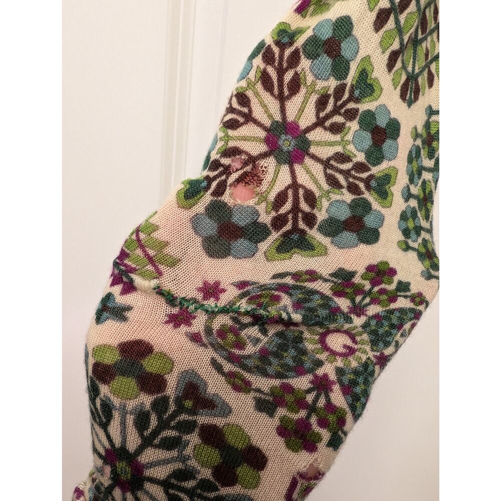 Gucci Lightweight Cashmere Babydoll Sweater Colorful Snowflakes‎ Y2K *Flaws - Picture 8 of 9